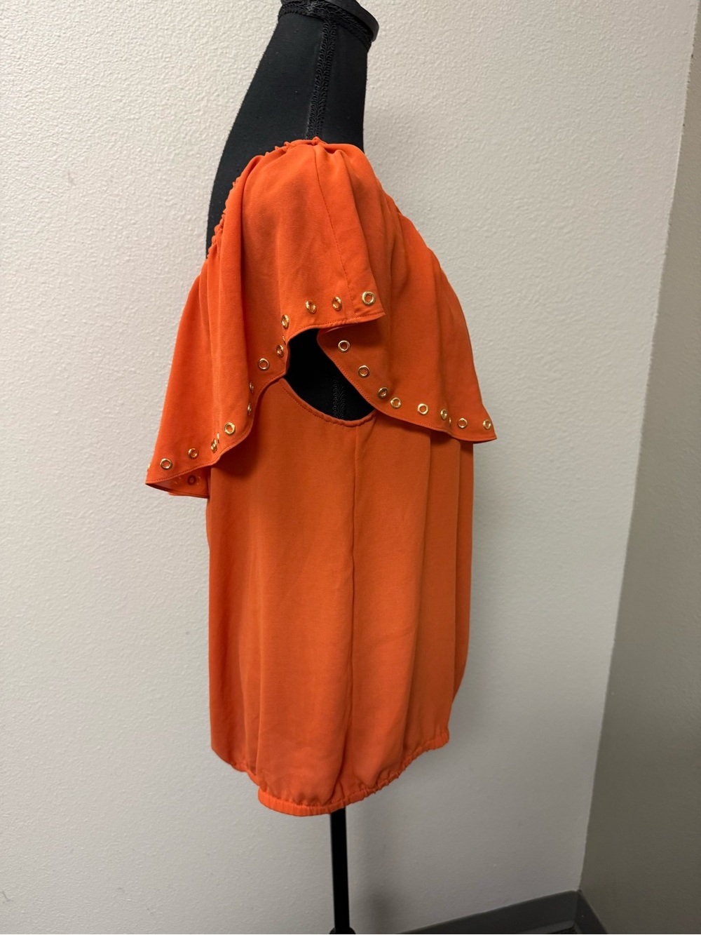 Michael Kors Orange Studded Ruffle Blouse XL Flowy Resort Chic Top - Picture 7 of 12